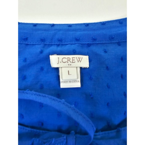 J crew size large women's Textured polka dot 3/4 sleeve blouse blue - Picture 3 of 8